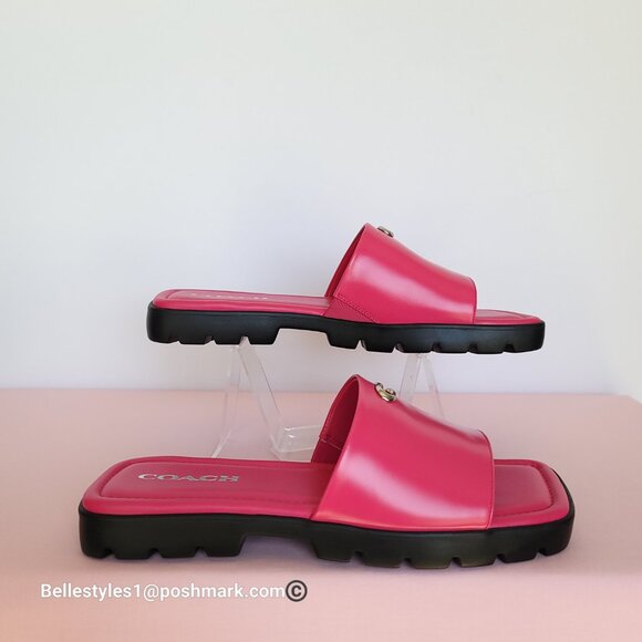 COACH Florence Smooth Leather Sandal - Dragon Fruit color-Women’s Size 9 B 🎈$95 - Picture 11 of 16
